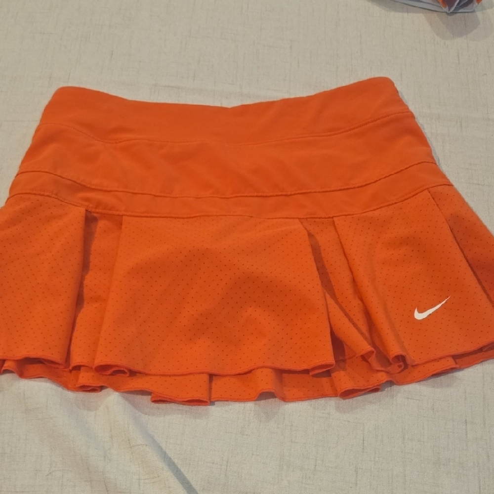 Nike Girl Tennis Bright Orange Pleated Skirt